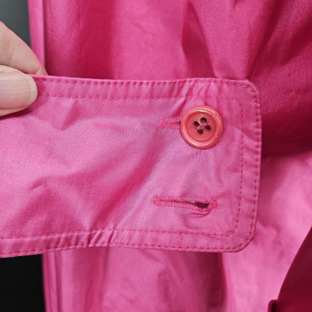 Vintage Trench Long Rain Jacket Coat Womens 12 Pink Rubberized Belted 80s Formal - Picture 14 of 16
